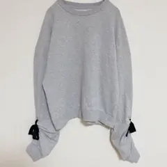 エラン【L】スウェット クルーネック ボリューム袖 グレー ビッグサイズ 古着