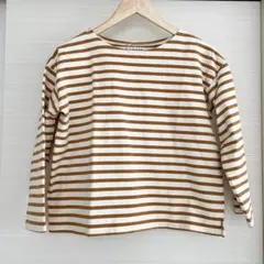 Samansa Mos2 ボーダー　Tシャツ　ブラウン　綿100% M