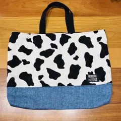 レッスンバッグ ブックバッグ ハンドメイド うし デニム ブルー