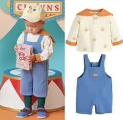 moimoln 2点セット トップス&オーバーオール メリーゴーランド柄