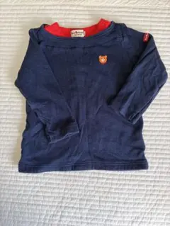 Hot Biscuit 長袖Tシャツ ネイビー/レッド　80cm