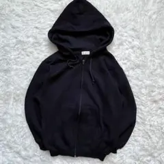 無地フルジップパーカー ネイビー ストリート ノームコア 韓国系 カジュアル