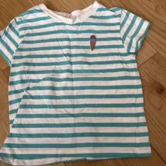 Samansa Mos2 Lagom 水色ストライプ Tシャツ 95cm