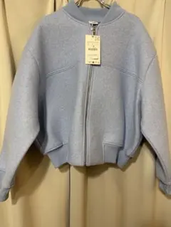 ZARA ソフト ボンバージャケット ライトブルー Lサイズ