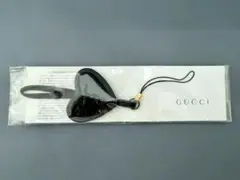 【値下げ】未使用 GUCCI ハート型レザーストラップ ブラック　グッチ