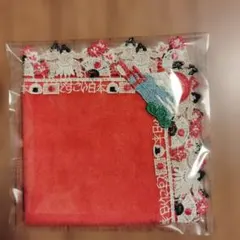 新品 近沢レース 和レースタオルハンカチ どすこい日本 レッド