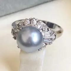 アコヤ真珠 グレー 指輪 リング