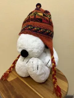 イヤーフラップ　ニット帽　ウールニットキャップ