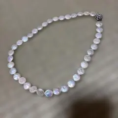 大粒フェイクパール ロングネックレス ブラックシェル 黒蝶貝 オール 