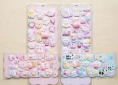 【新品】ぷっくり 3Dシール 4枚セット スクイーズ付き アニマル ゆるかわ