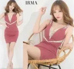 IRMA 赤 Vネック タイトドレス