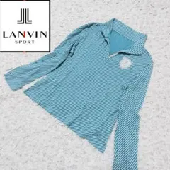 【LANVIN SPORT】ボーダー長袖ポロシャツ フリー ブルー系 レディースのサムネイル