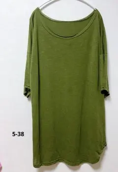 オリーブグリーン 半袖チュニック 可愛い おしゃれ