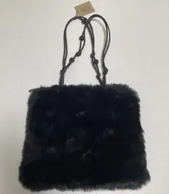 ファーバッグ　黒　ハンドバッグ　タグ付き