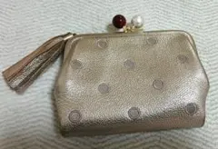 perche がま口財布　オークドット　ゴールド