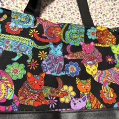 カラフルな猫デザイン トートバッグ