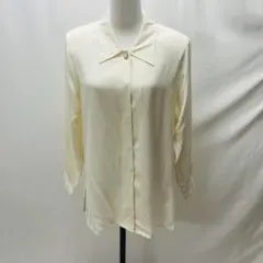 Jasmi Silk ジャスミシルク ホワイト 無地 長袖 長袖ブラウス L