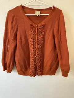 Sybilla☆オレンジフリル七分袖カーディガン L