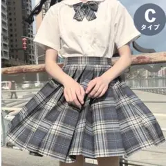 未使用 ネイビー系 チェック柄 スクールスカート