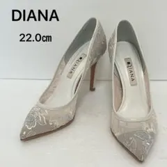【美品】ダイアナ　22㎝　レース　ポインテッドトゥ　パンプス　花柄