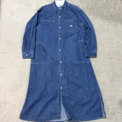Lee バンドカラー デニムシャツワンピース S ロング ノーカラー ゆったり