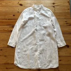 無印　麻100% シャツワンピース