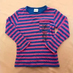 SLAP SLIP 青とピンクのストライプ Tシャツ