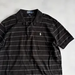 ✨大人気✨ポロラルフローレン　黒　半袖ボーダーポロシャツXL