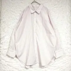 chocolat raffine ピンクストライプ長袖シャツ オーバーサイズ