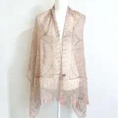 エトロ シルク100% ペイズリー柄 大判ストール スカーフ ピンク　イタリア製