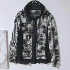 GIANNI LO GIUDICE　花柄　白/黒　カーディガン　ボーダー　Mのサムネイル