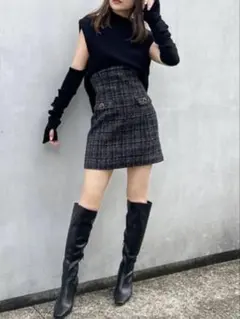 eimy istoire ハイウエストツイードミニスカート
