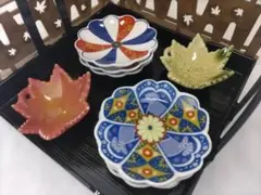 豆皿 6枚 小皿 醤油皿 銘々皿 和風 レトロ 陶器 焼物 節句 縁起物 皿のサムネイル