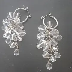 クリアビーズ フープピアス