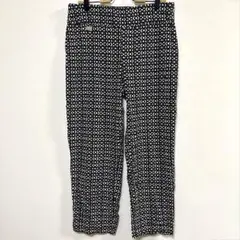 14W大きめ COURTRNAY 総柄ストレッチパンツ 幾何学 モノトーン 古着