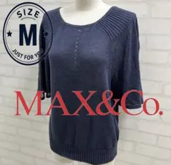 MAX&Co. 五分袖 ニット フレア袖 ネイビー リネン混 Mサイズのサムネイル
