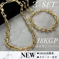 Uリンク チェーンネックレス ブレスレット ピアス 3点 アクセサリーまとめ売り