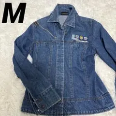 ★マウスバレー　デニムジャケット ジージャン長袖ウォッシュ ブルーMワッペン付き