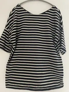 MELROSE CLAIRE ボーダー柄 五分袖 Tシャツ