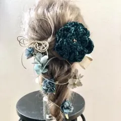 髪飾り　成人式　結婚式　前撮り　グリーン