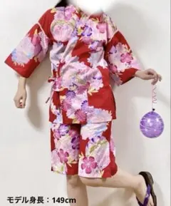 女の子用キッズ甚平フリーサイズ子供用 浴衣120130140150夏祭りパジャマ