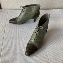 TS21 イヴサンローラン【YSL】ショートブーツ36.5異素材 カーキのサムネイル