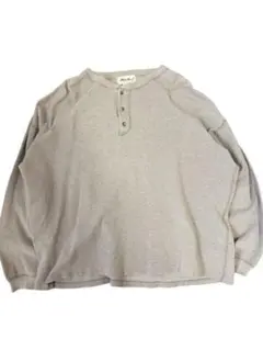 Eddie Bauer グレー ヘンリーネックカットソー　アメリカ製