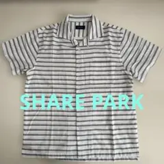 SHARE PARK メンズ半袖オープンカラーシャツ M ボーダー 涼感生地のサムネイル