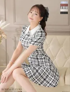 ROBE de FLEURS ローブドフルール Sugar ツイードキャバドレス