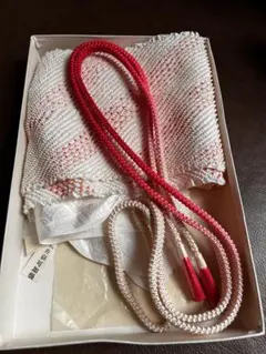 【高島屋】正絹 帯揚げ 帯締め セット よつい中兼 紅白 振袖 成人式未使用品