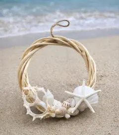 シェルリース　貝殻リース　クリスマスリース　ナチュラルリース　インテリア　ハワイ