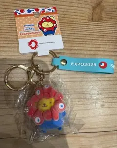 お顔厳選　ポムポムプリン　ミャクミャクサンリオなりきり立体マスコットキーホルダー