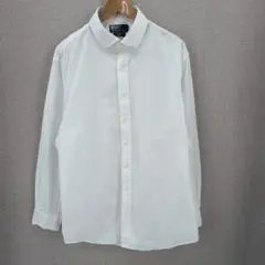 G*d様 ポロバイラルフローレン 長袖シャツ ホワイト 無地 ポニーなし XLサ