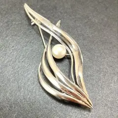 パールブローチ　シルバー製　あこや真珠　本真珠　入学式　卒業式　コサージュ